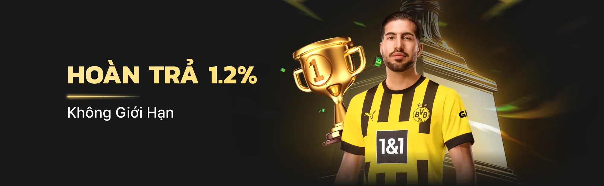 Hình ảnh game Bắn Cá Thần Tài với biểu tượng may mắn và các đồng tiền vàng nổ hũ